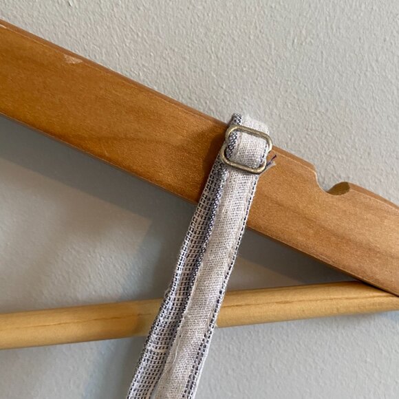 NWOT Blue Striped Thin Strap Cotton Romper with Bow, Cutout and Buttons Summer - Picture 8 of 11